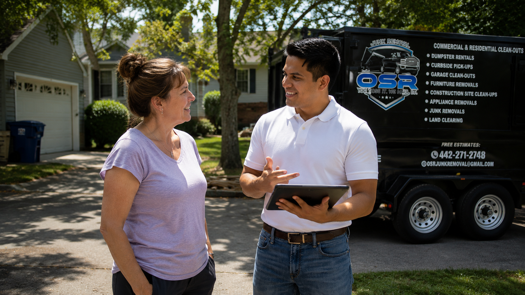 Junk Removal Expert with Client