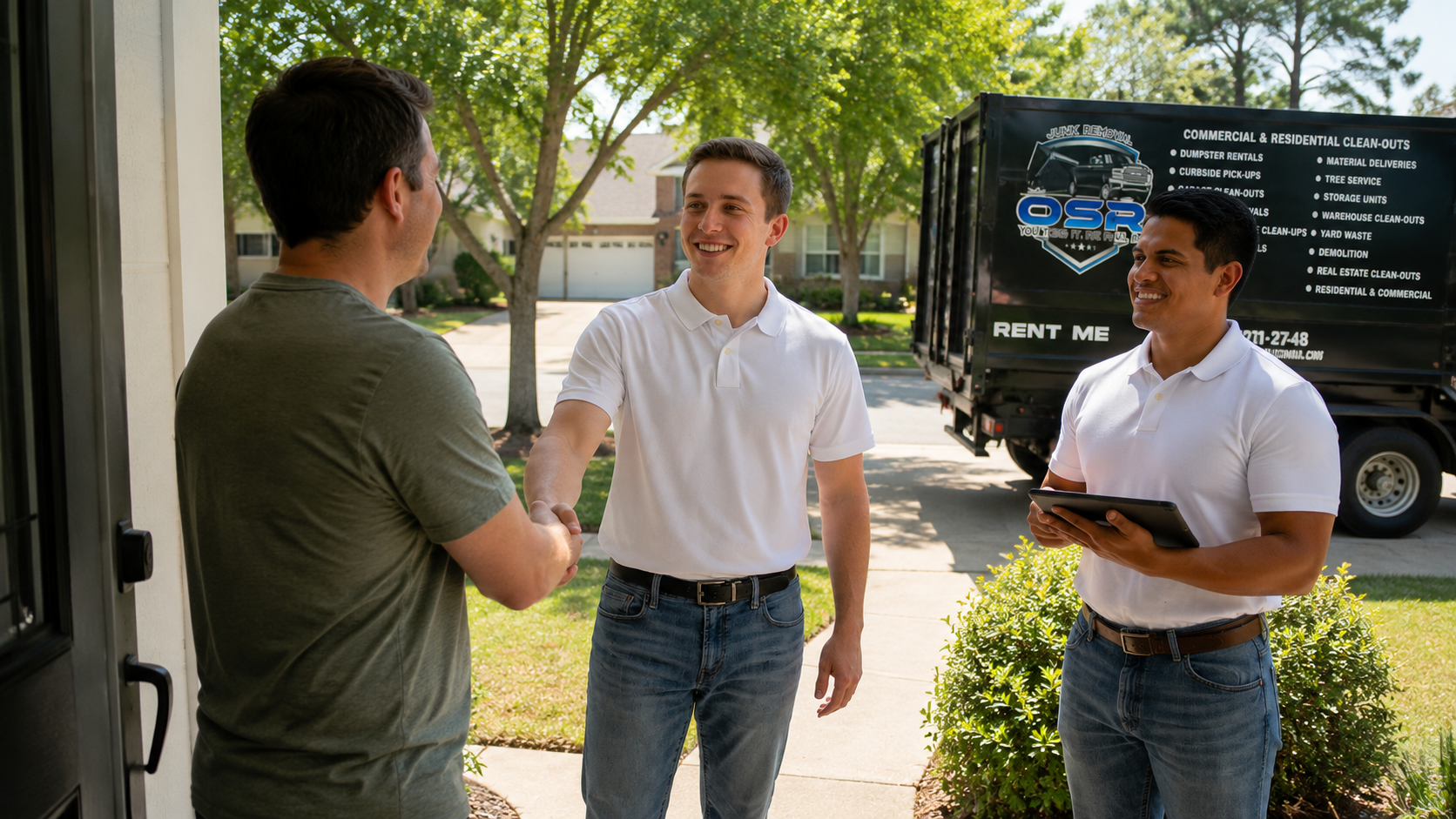 Junk Removal Expert with Client